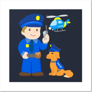 Cop with Police Dog for Kids Posters and Art